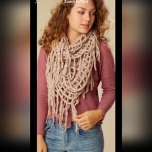 Altar'd State Taupe/light Brown Knit Fringe Scarf